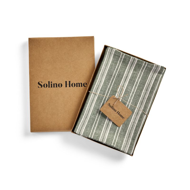 Solino Home 100% Pure Linen Chelsea Stripe Dinner Napkins 20 x 20 Inch Set of 4