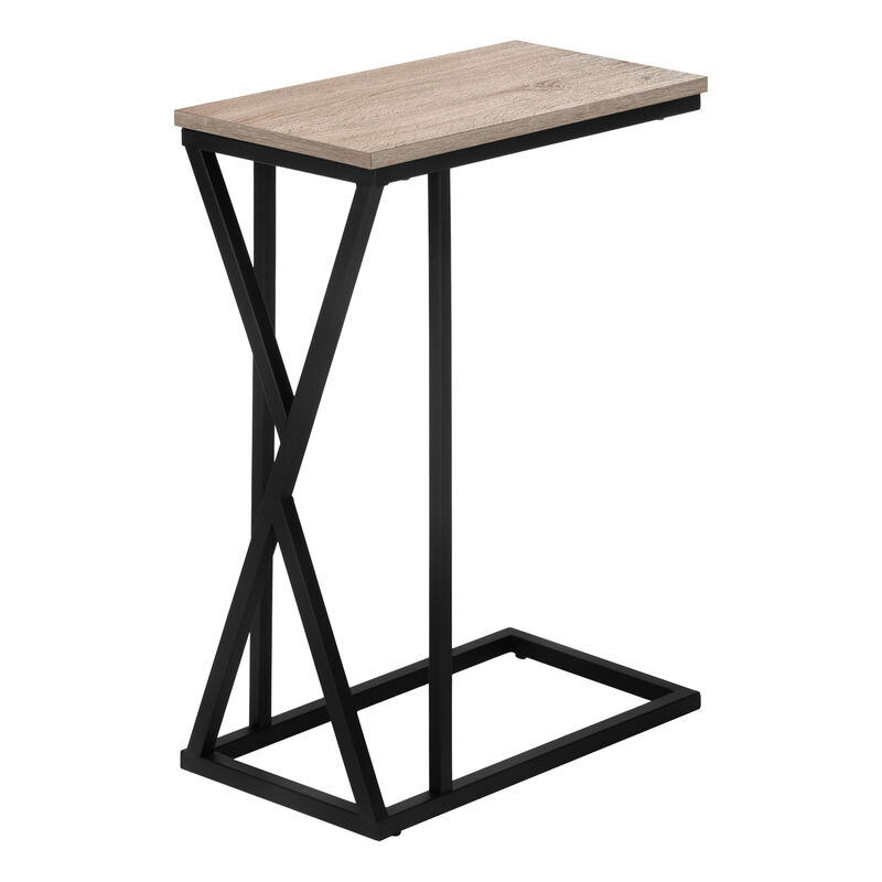 Monarch Specialties I 3249 Accent Table, C-shaped, End, Side, Snack, Living Room, Bedroom, Metal, Laminate, Brown, Black, Contemporary, Modern