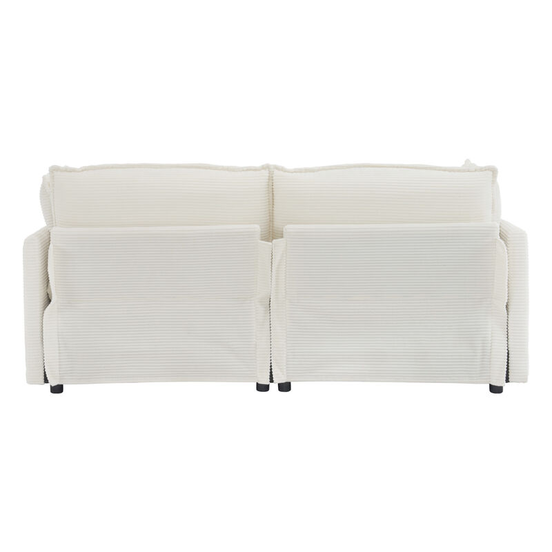 Merax Corduroy Sectional Sofa with Side Storage Pockets