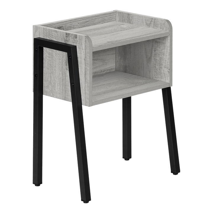 Monarch Specialties I 3591 Accent Table, Side, End, Nightstand, Lamp, Living Room, Bedroom, Metal, Laminate, Grey, Black, Contemporary, Modern