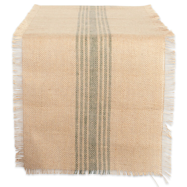 72" Beige and Green Striped Rectangular Table Runner