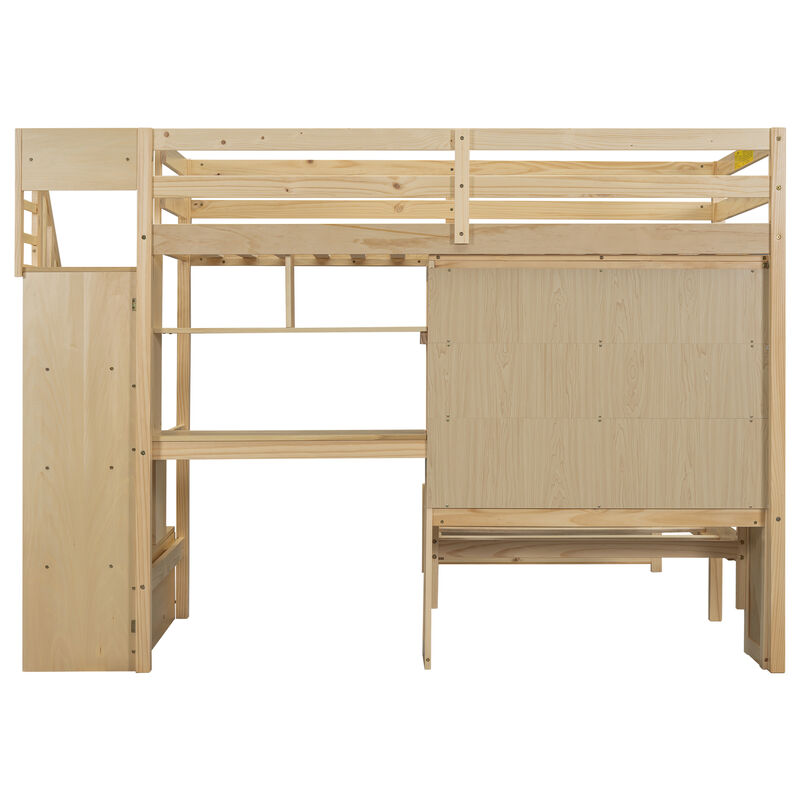 Merax Loft Bed with Built-in Desk and Staircase