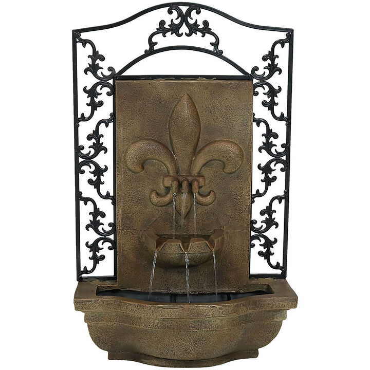 Sunnydaze Solar Wall Fountain with Battery Pack - 33-Inch