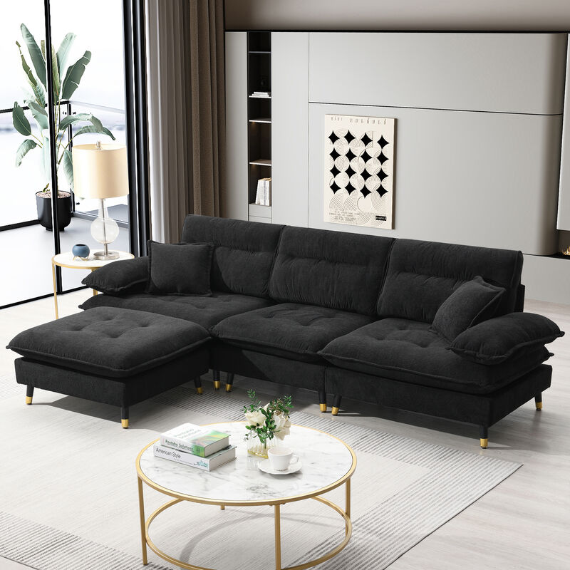 Merax L shaped Convertible Tufted Sectional Sofa