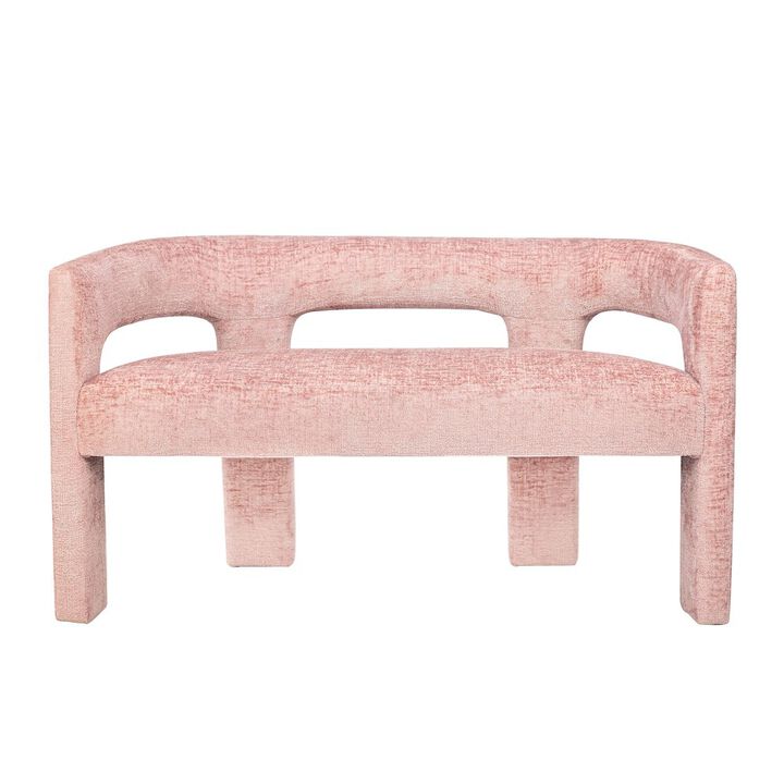 Jofran Gwen Modern Luxury Jacquard Fabric Upholstered Sculpture Bench