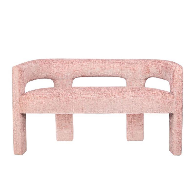 Jofran Gwen Modern Luxury Jacquard Fabric Upholstered Sculpture Bench