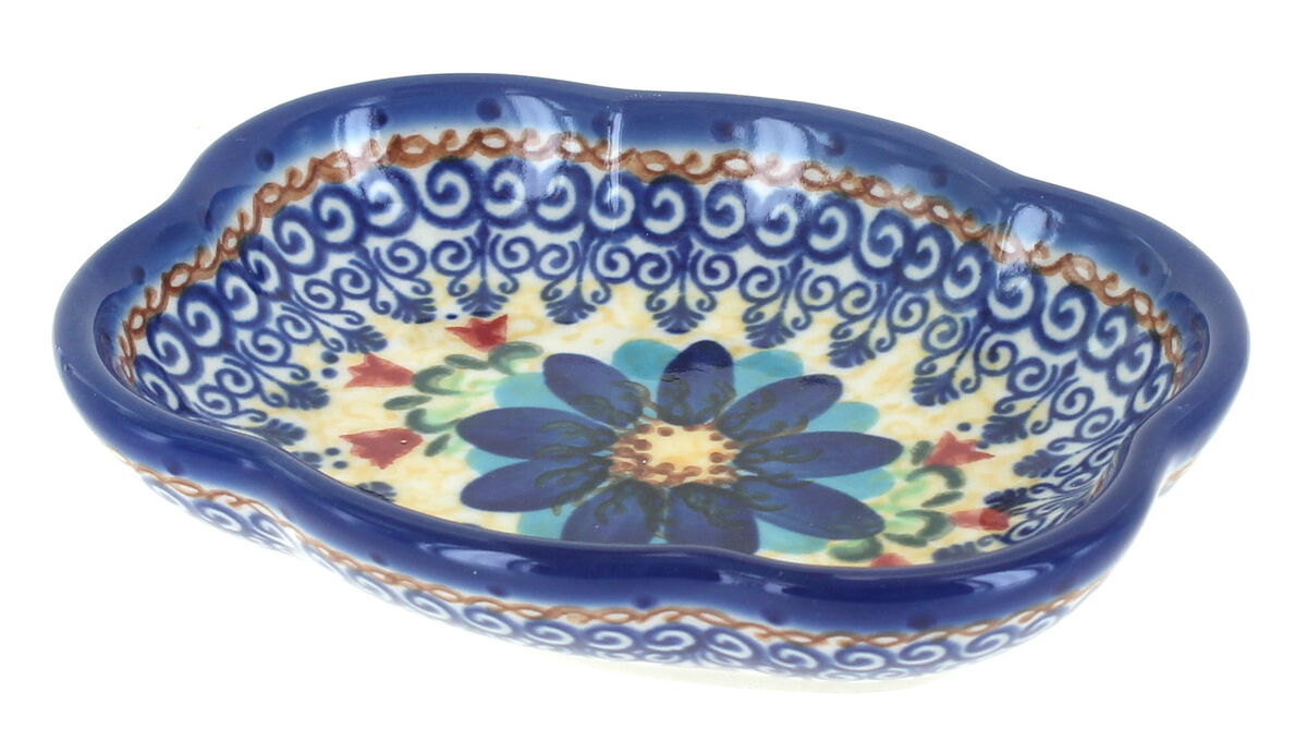 Blue Rose Polish Pottery Spring Blossom Soap Dish