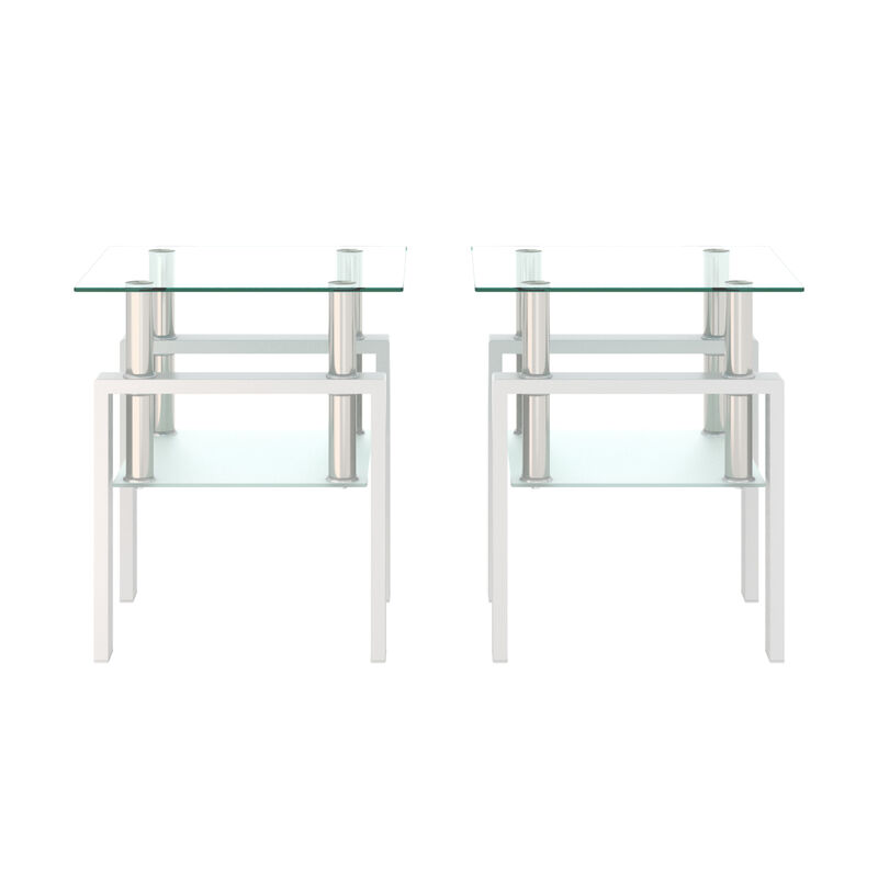 Modern Glass Tea Coffee End Table for Living Room