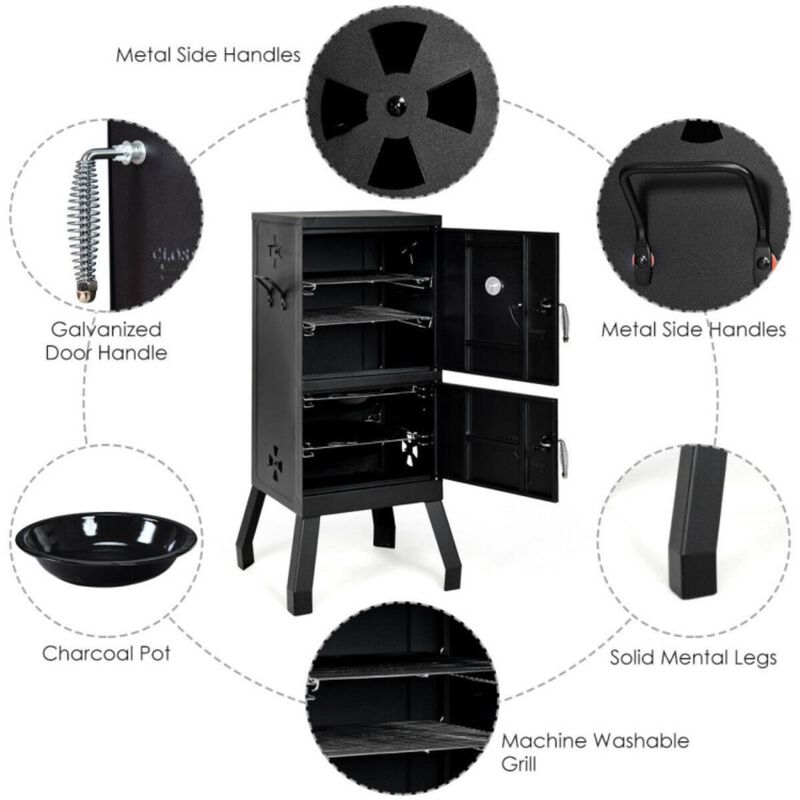 Hivvago Vertical 2-Tier Outdoor Barbeque Grill with Temperature Gauge