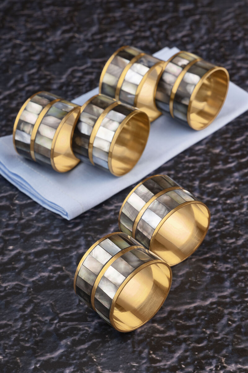 Primrose Black Pearl Napkin Rings, Set of 6