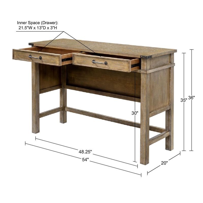 Gracie Mills Jerrell Rustic 2-Drawer Occasional Table in Natural Finish