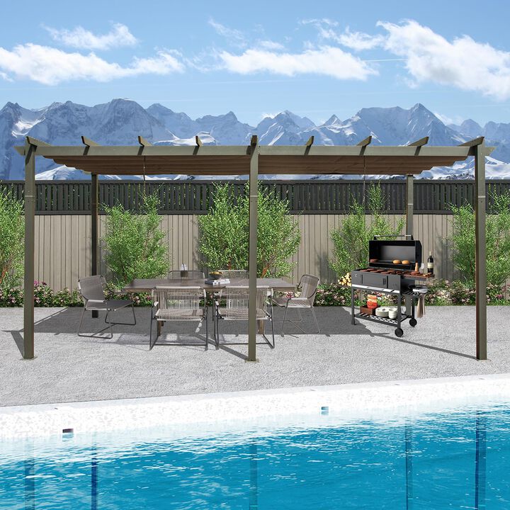 Mondawe 11x20Ft Outdoor Retractable Pergola,Rust-rResistant Aluminum Frame,Adjustable,Easy Assembly