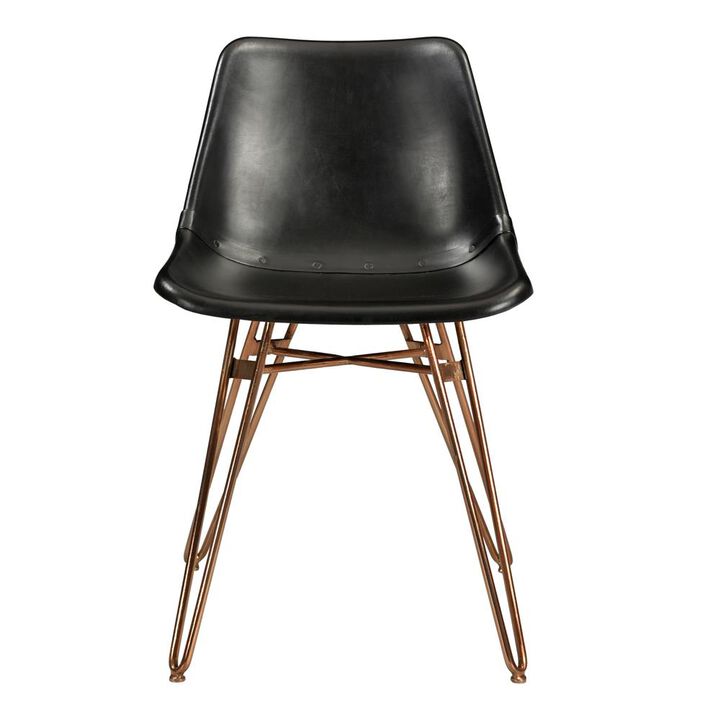 Modern Black Leather Dining Chairs - Set of Two, Belen Kox