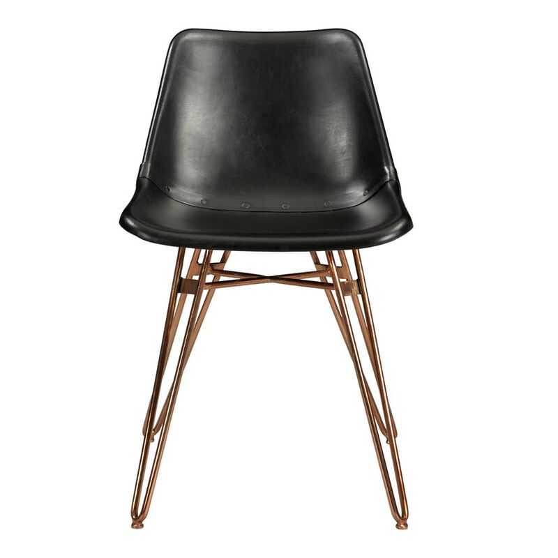 Modern Black Leather Dining Chairs - Set of Two, Belen Kox