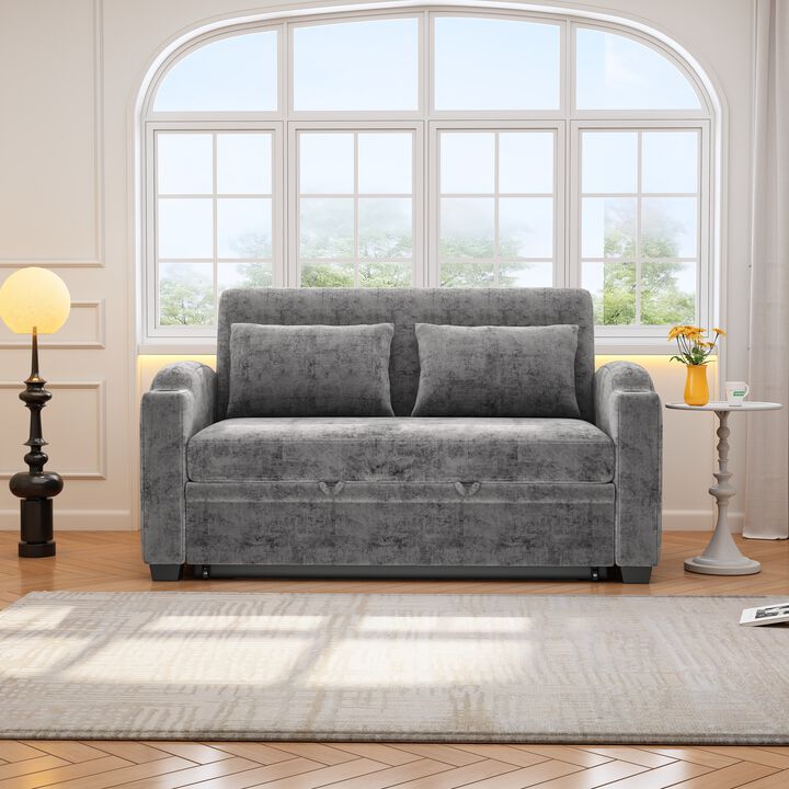 Merax Modern Chenille Convertible Loveseat Sofa