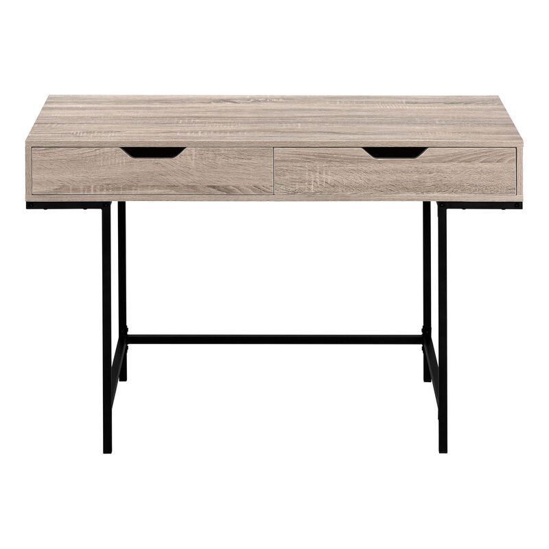 Monarch Specialties I 7555 Computer Desk, Home Office, Laptop, Storage Drawers, 48"L, Work, Metal, Laminate, Brown, Black, Contemporary, Modern