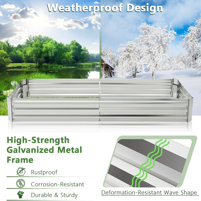 Metal Galvanized Raised Garden Bed with Open-Ended Base