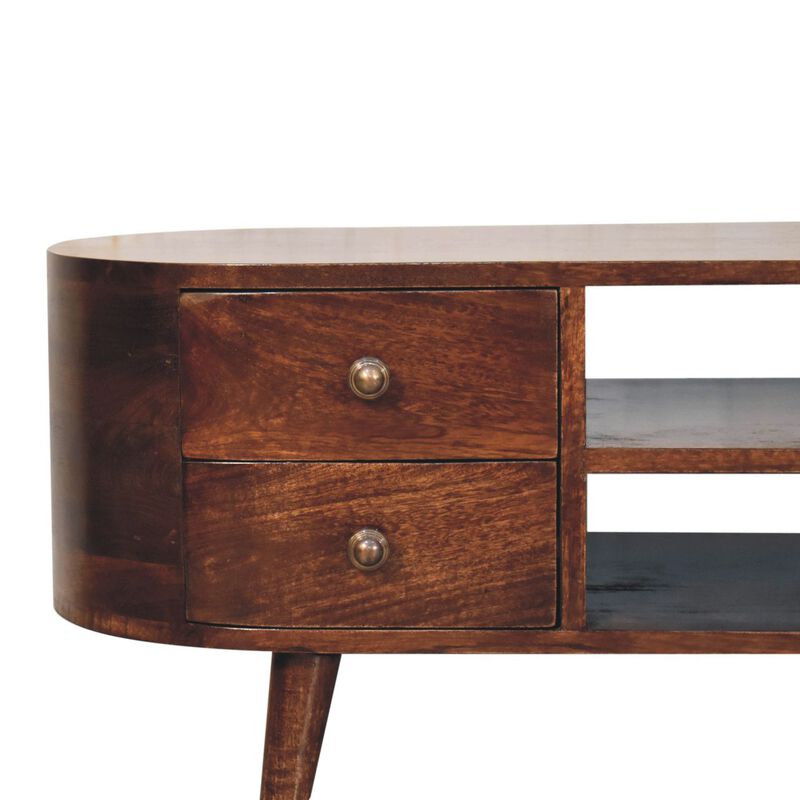 Artisan Furniture Solid Wood California Walnut Rounded Entertainment Unit