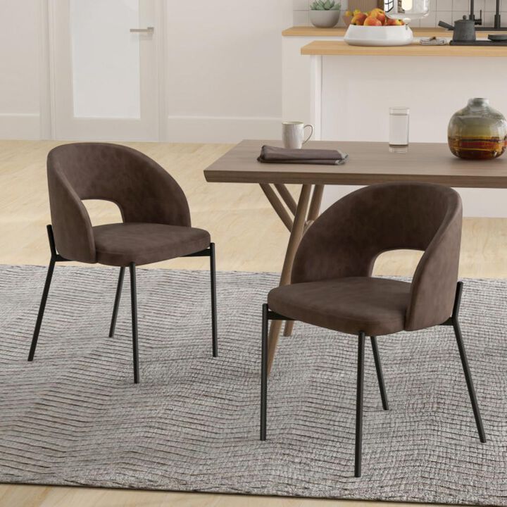 Hivvago Dining Chair Set of 2 with High-density Sponge Cushion and PU Leather