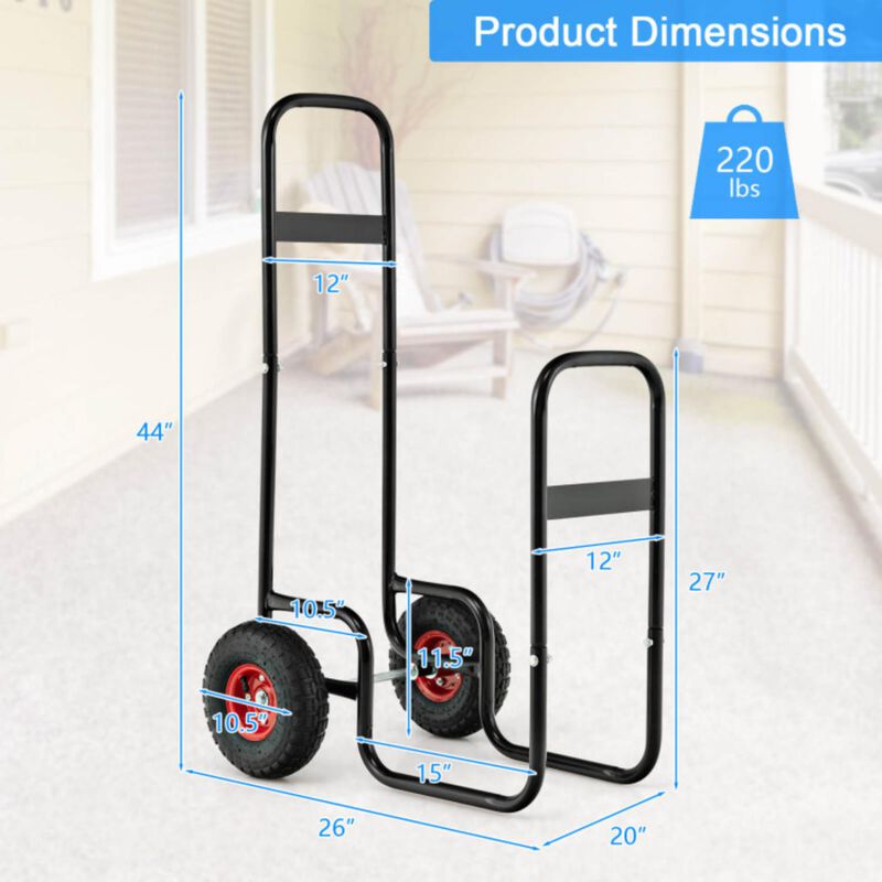 Hivvago Firewood Log Cart Carrier with Wear-Resistant and Shockproof Rubber Wheels