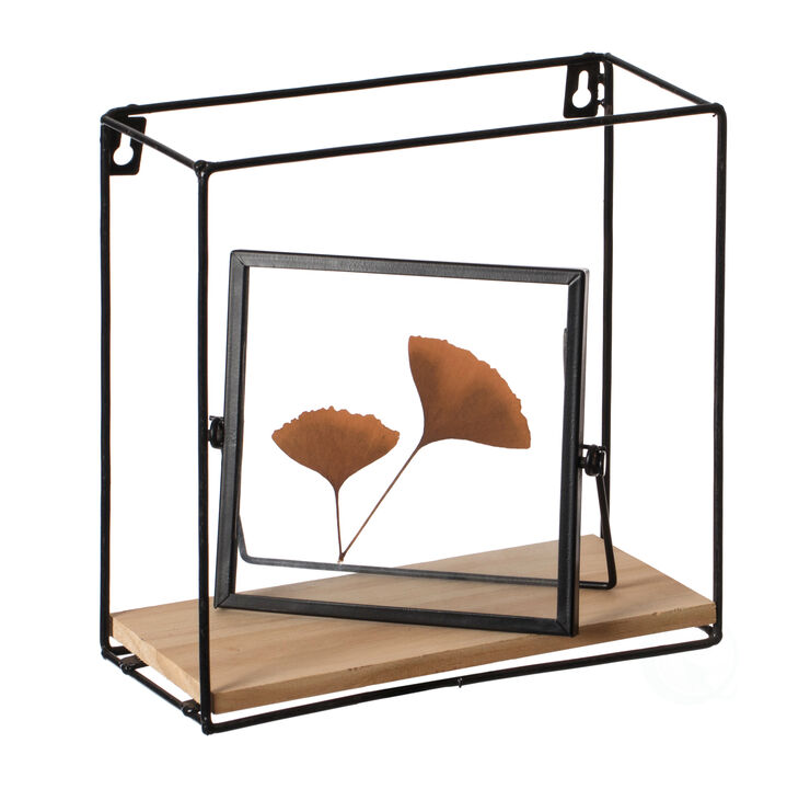 Rectangle, Wooden Board with Metal Frame Wall Mount Floating Shelf for The Living Room, Dining Room, or Office