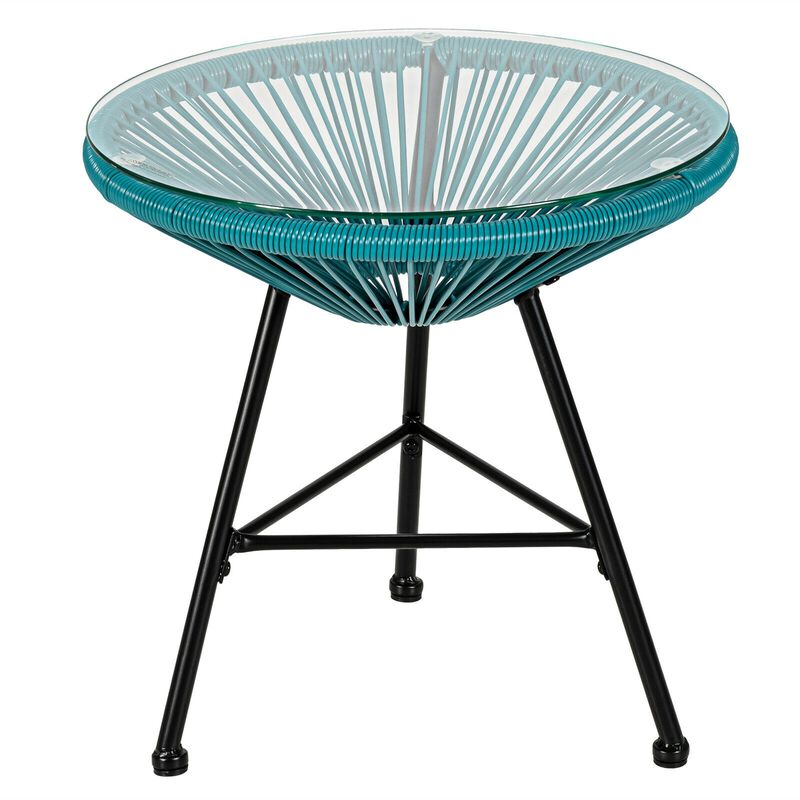 3 Pieces Patio Acapulco Furniture Bistro Set with Glass Table