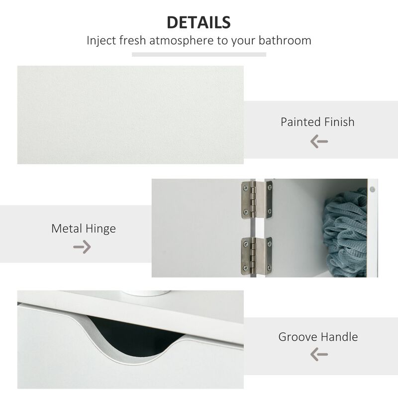 White Bathroom Tower: Tall Modern Cabinet with Open Shelves