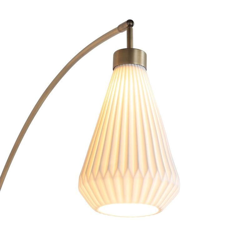 NOVA OF CALIFORNIA Concord Bone Porcelain Shade 3 Light Arc Floor Lamp - 85