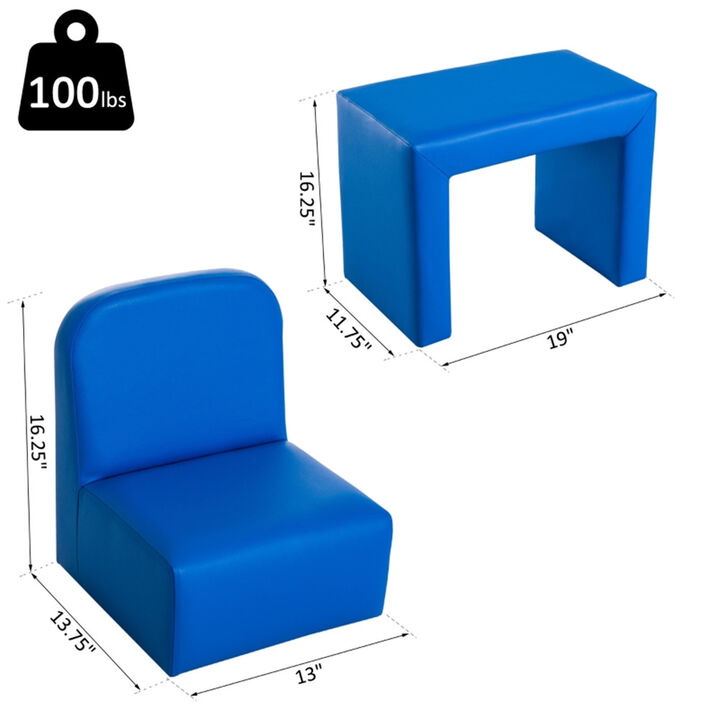 Multifunctional 2-in-1 Kids Sofa, Foldable Sofa Bed for Playroom & Bedroom
