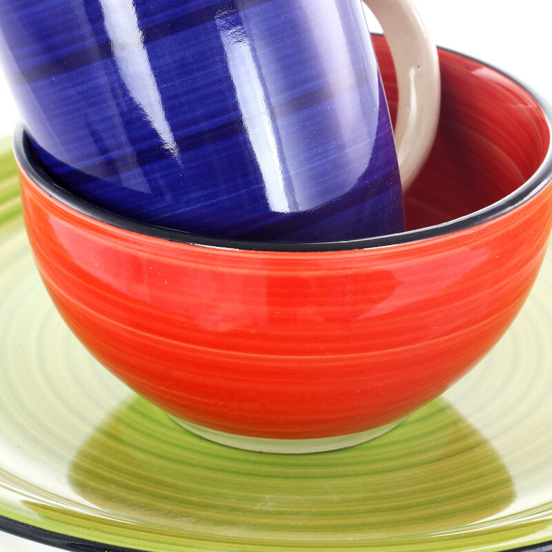 Gibson Home Color Vibes 12 Piece Handpainted Stoneware Dinnerware Set