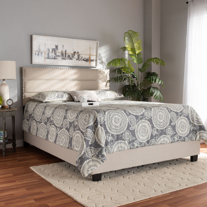 Baxton Studio Ansa Modern And Contemporary Grey Fabric Upholstered Queen Size Bed