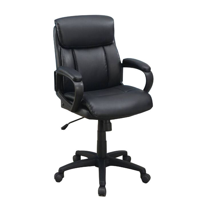Office Chair with Top Padded Back and Casters, Black-Benzara