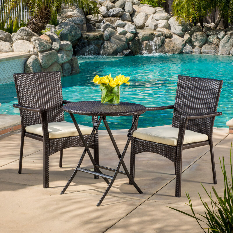 Water-Resistant, Foldable Bistro Set with Long-Lasting Rattan Finish