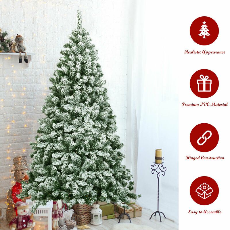 Snow Flocked Artificial Christmas Tree Hinged with 928 Tips