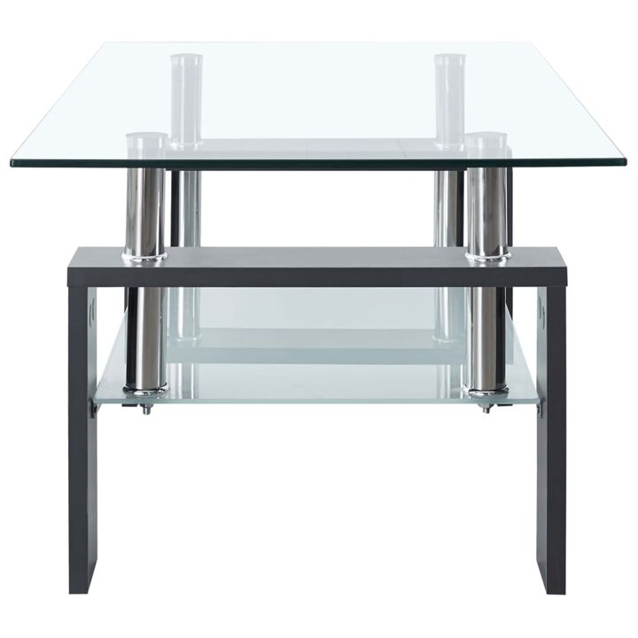 vidaXL Coffee Table Gray and Transparent 37.4"x21.7"x15.7" Tempered Glass