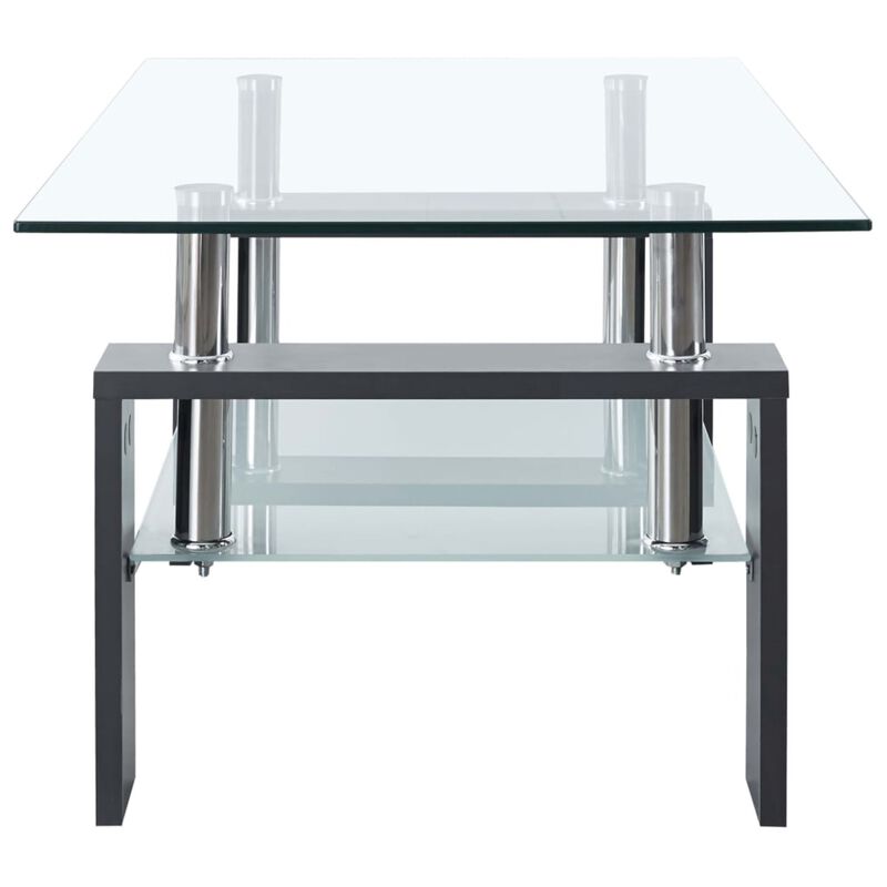 vidaXL Coffee Table Gray and Transparent 37.4"x21.7"x15.7" Tempered Glass