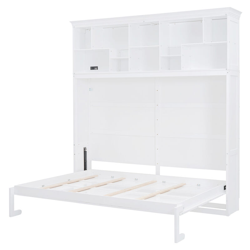 Merax Murphy Bed Wall Bed with Storage Shelves