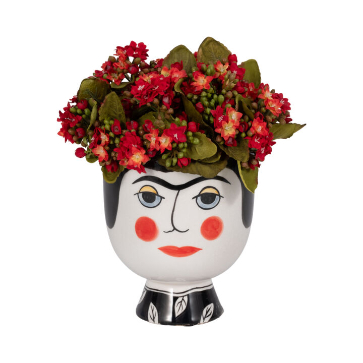 6" Black Frida Face Stone Vase