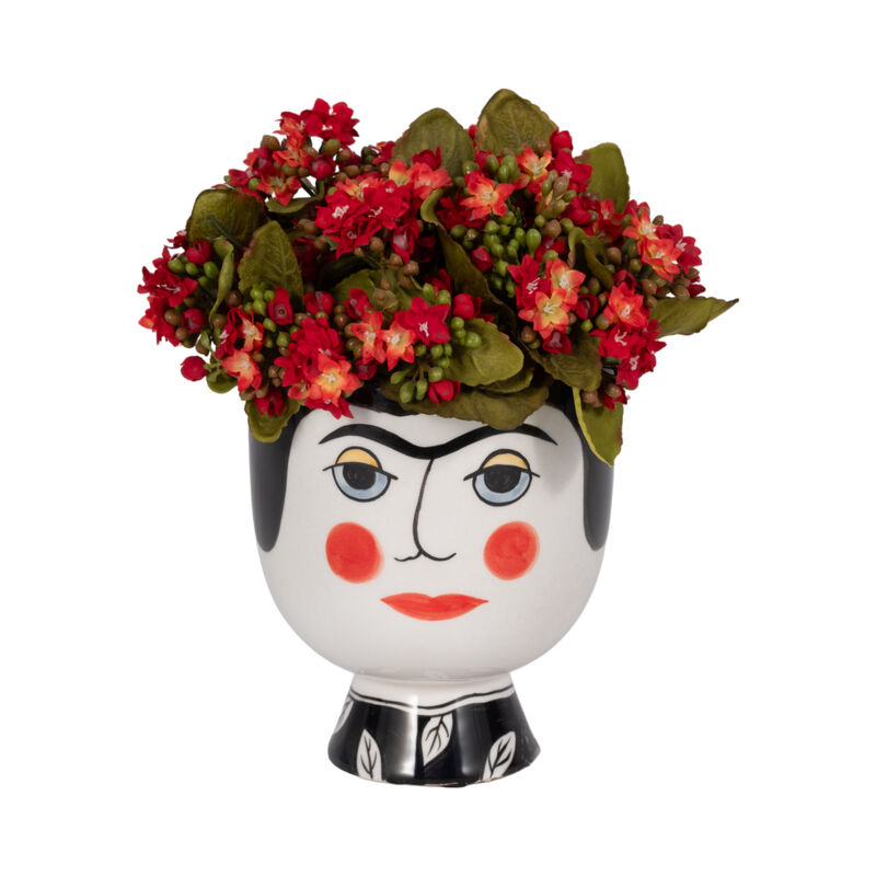 6" Black Frida Face Stone Vase