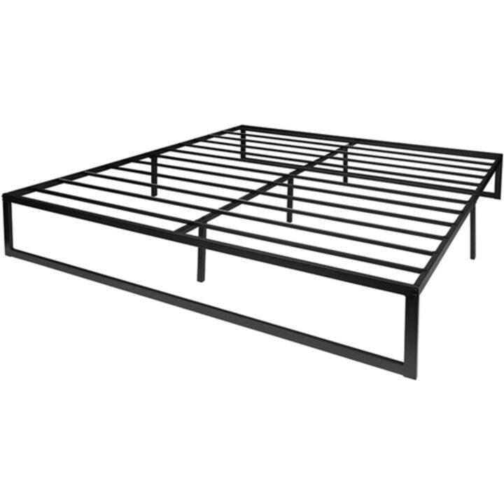 Hivvago King Size 14 Inch Black Metal Steel Slat Platform Bed