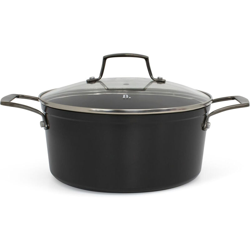 Blu. Cookware 4.5QT Casserole Pot with Lid, Non-Toxic, Non-Stick Ceramic, PFA/PFOA-Free, Suitable for All Cooktops, Bamboo Cleaning Brush Included