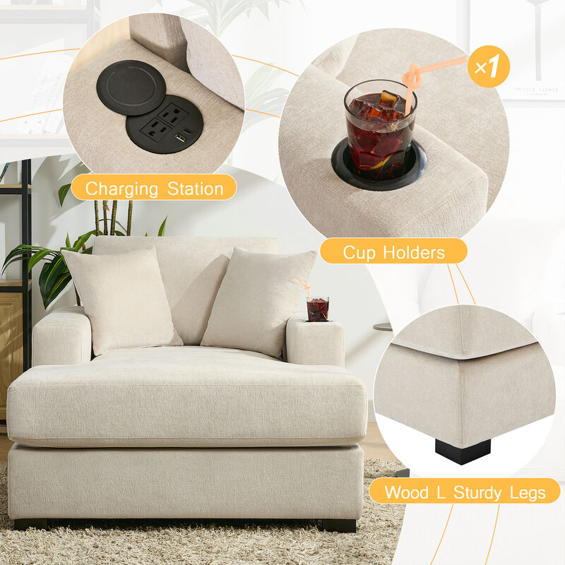 Merax Modern Chenille Chaise Lounge Sofa Couch