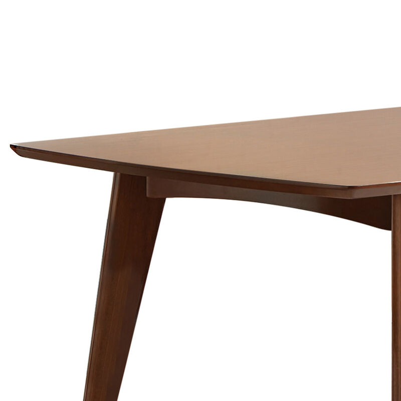 Mid century Modern Wooden Dining Table, Dark Walnut Brown - Benzara