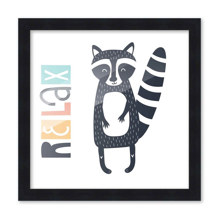10x10 Framed Nursery Wall Art Be Kind Relax Poster in Black Wood Frames For Kid Bedroom or Playroom