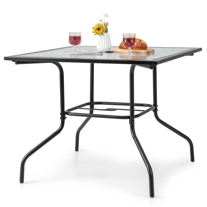35 x 35 Inch Patio Dining Table with 1.5" Umbrella Hole