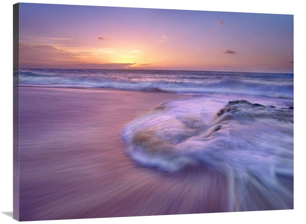 Sandy beach at sunset, Oahu, Hawaii-Canvas Art-40x30