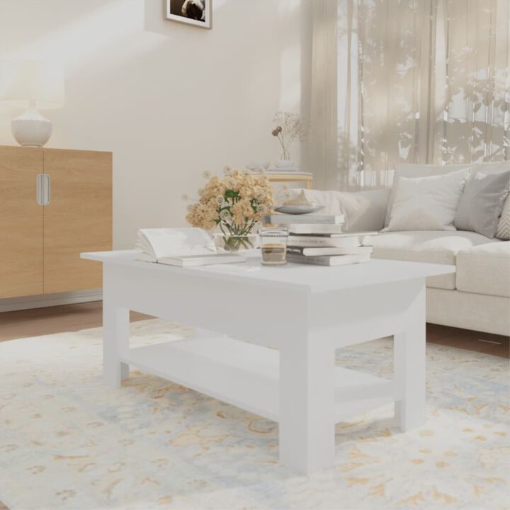 vidaXL Coffee Table White 40.2"x21.7"x21.7" Chipboard