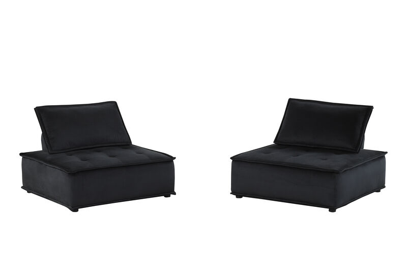 Anna Black Velvet Set Of 2 Armless Lounge Chair