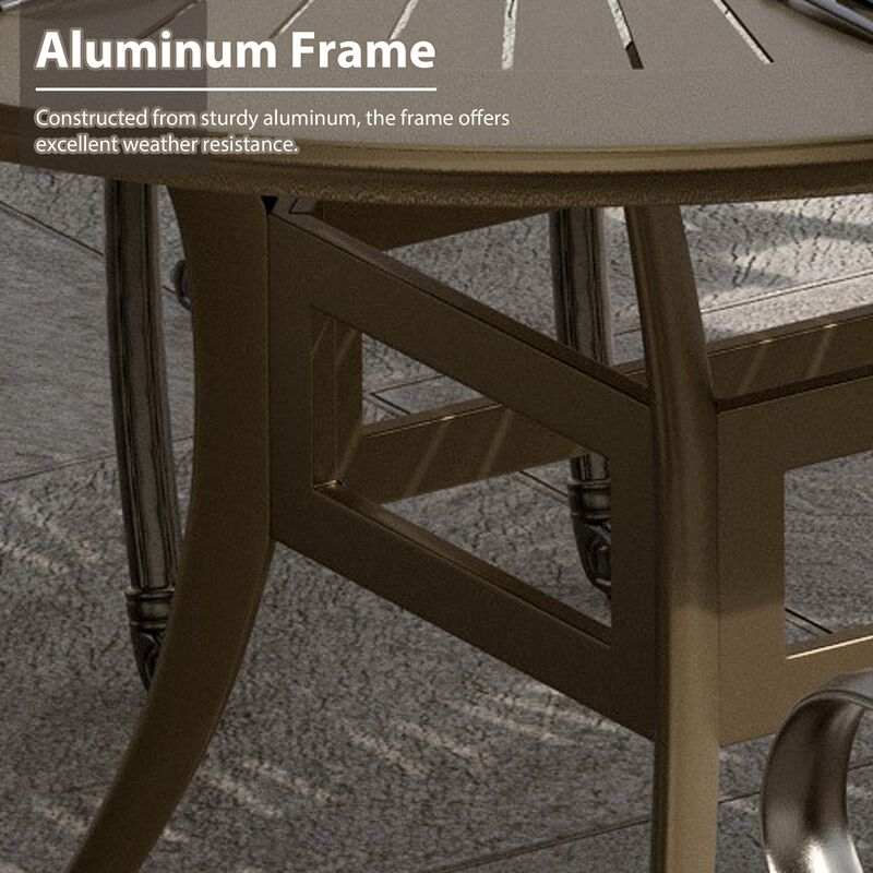 Mondawe 72 in. x 42 in. Oval Powder Coated Cast Aluminum Outdoor Dining Table with 2.1 inch Umbrella Hole