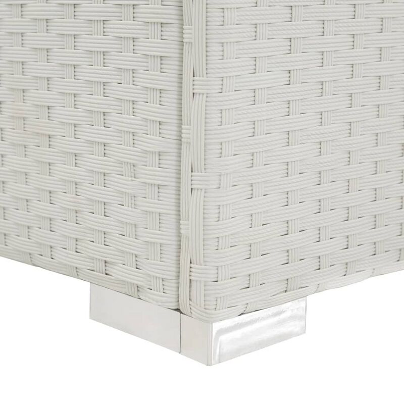 Nino Outdoor Chaise Lounger Sunbed, Black Cushion, White Poly Rattan - Benzara